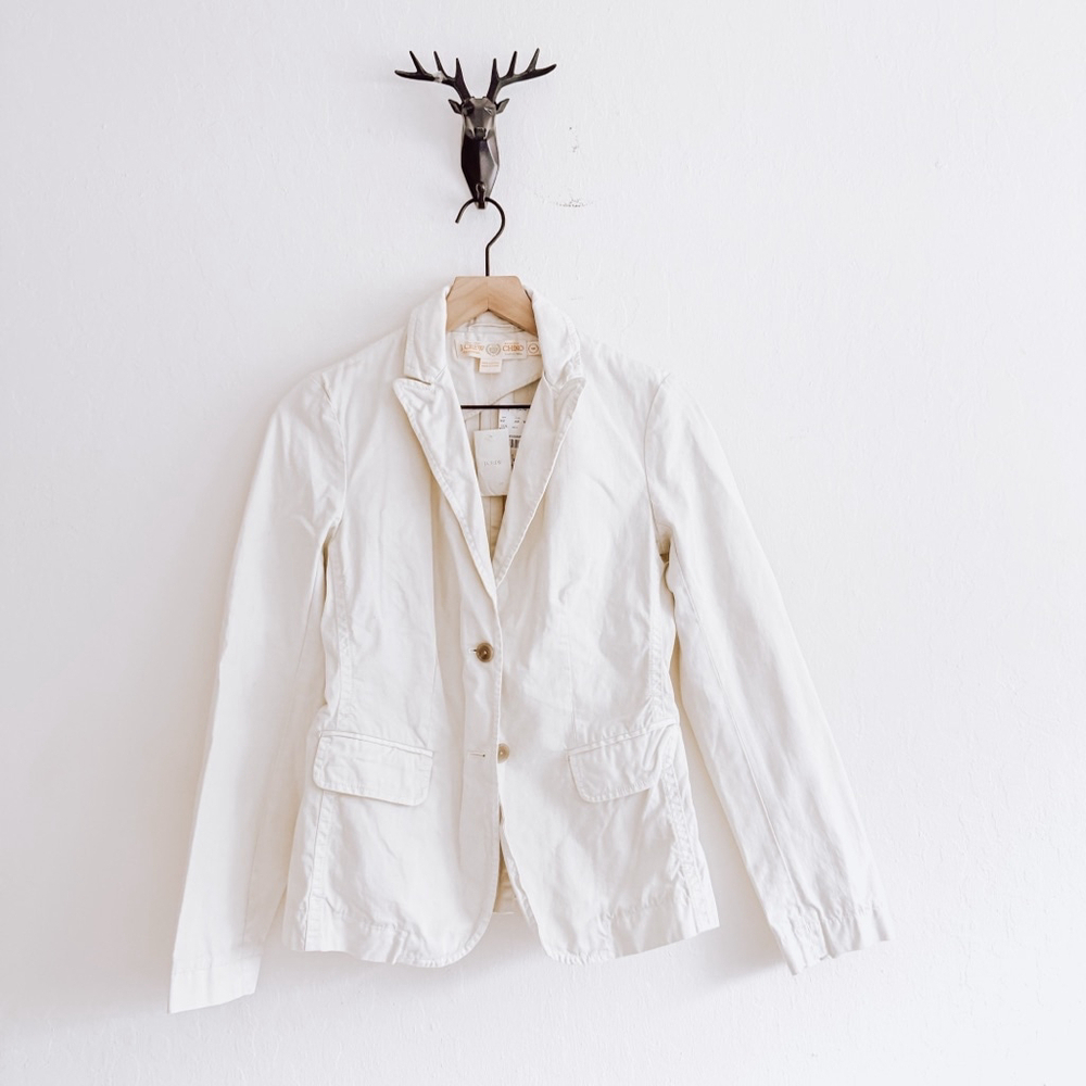 J. Crew Women's Cream Classic Twill Chino Blazer Size 4 NWT